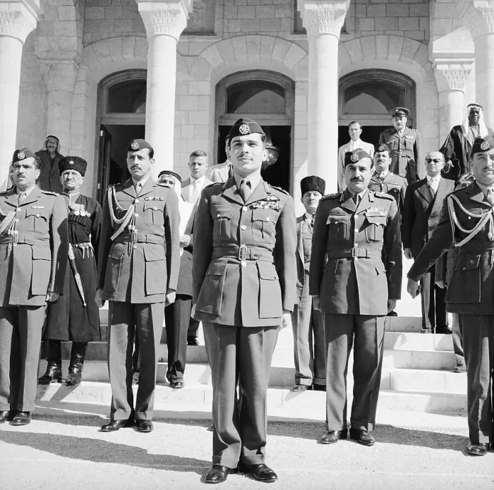 Framed Print : King Hussein Stands Outside Royal Palace