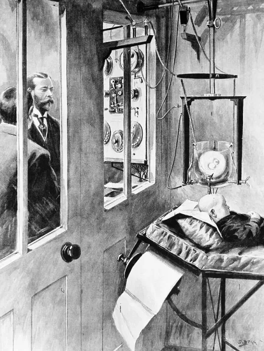 Framed Print : King Looking Ar X-Ray Patient Behind Wal