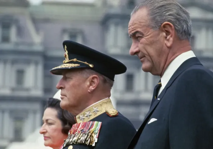Framed Print : King Olav V And President Johnson Framed Print : King Olav V And President Johnson