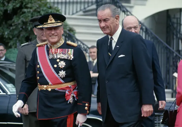 Framed Print : King Olav V And President Johnson Framed Print : King Olav V And President Johnson