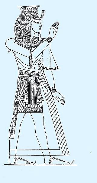 King Ramses III 20th dynasty, Egypt, in royal traditional costume, History of Fashion, Historical, digitally restored reproduction of a 19th century original, exact original date not known