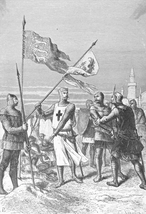Framed Print : King Richard I and His Men Removing Flag from Conquered Territory Framed Print : King Richard I and His Men Removing Flag from Conquered Territory