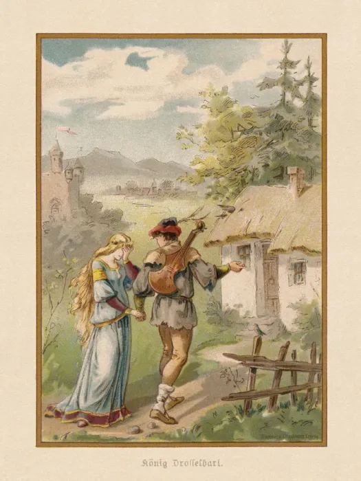 Framed Print : King Thrushbeard (KAonig Drosselbart), by Brothers Grimm, chromolithograph, published 1898 Framed Print : King Thrushbeard (KAonig Drosselbart), by Brothers Grimm, chromolithograph, published 1898