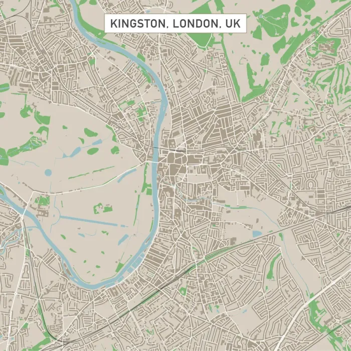 Framed Print : Kingston London UK City Street Map Framed Print : Kingston London UK City Street Map