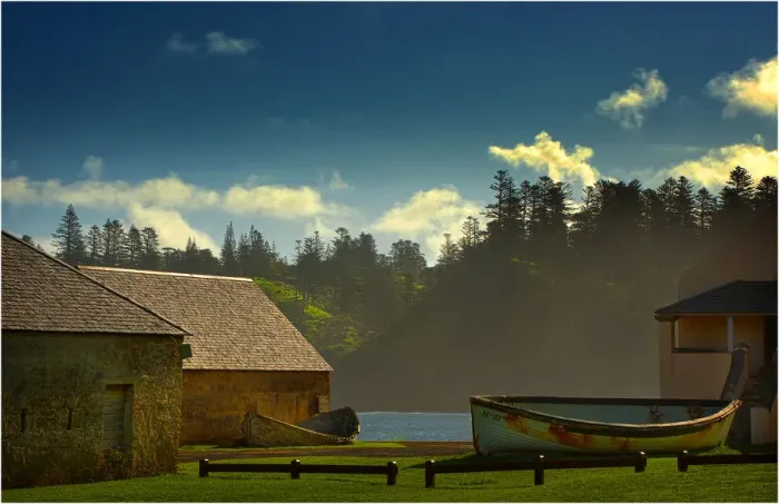 Framed Print : Kingston, Norfolk Island, is a very historic Georgian village and fully restored colonial outpost of the British Empire during the convict transportation era. Built by convicts under cruel supervision, now a peaceful world heritage listed area