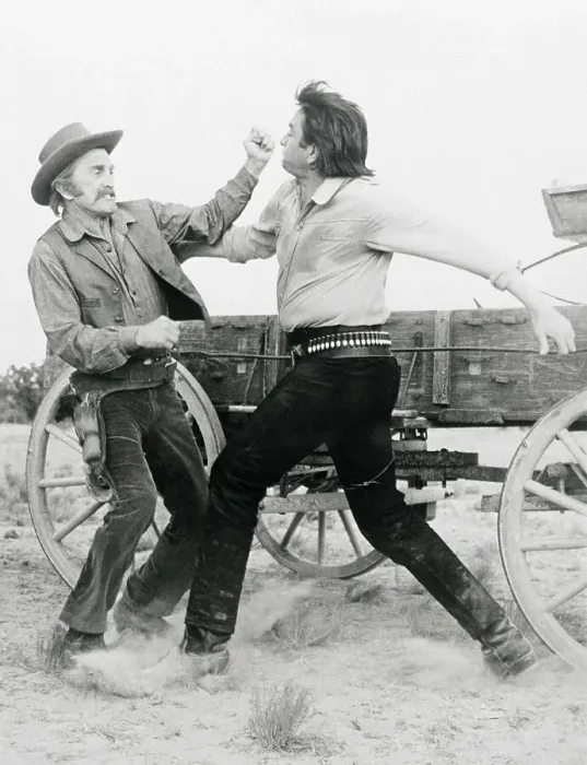 Framed Print : Kirk Douglas and Johnny Cash in Struggle for Movie A Gunfight Framed Print : Kirk Douglas and Johnny Cash in Struggle for Movie A Gunfight