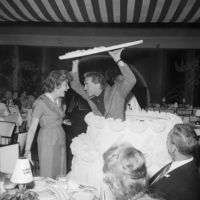 Framed Print : Kirk Douglas Pops Out of Cake as Anne Shrieks Framed Print : Kirk Douglas Pops Out of Cake as Anne Shrieks