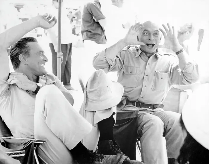 Framed Print : Kirk Douglas and Yul Brynner Having Fun Together During Filming Break Framed Print : Kirk Douglas and Yul Brynner Having Fun Together During Filming Break