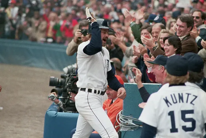 Framed Print : Kirk Gibson and Teammates Jubilantly Gesturing After Game Win Framed Print : Kirk Gibson and Teammates Jubilantly Gesturing After Game Win