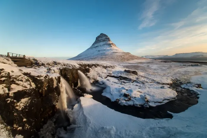 Framed Print : Kirkjufellfoss in winter season, Iceland Framed Print : Kirkjufellfoss in winter season, Iceland