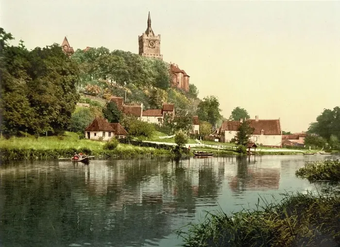 Framed Print : Kirmesdahl and Schwanenburg in Kleve, North Rhine-Westphalia, Germany, Historic, digitally restored reproduction of a photochrome print from the 1890s Framed Print : Kirmesdahl and Schwanenburg in Kleve, North Rhine-Westphalia, Germany, Historic, digitally restored reproduction of a photochrome print from the 1890s