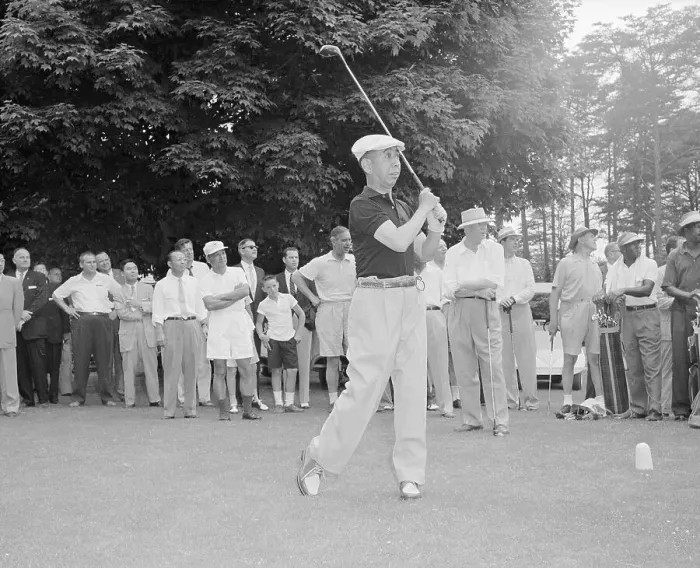 Framed Print : Kishi Nobusuke Playing Golf