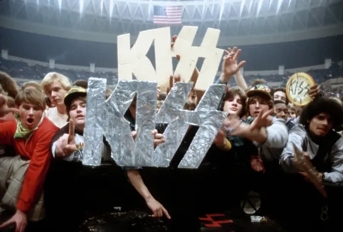 Framed Print : Kiss Fans. CIRCA 1977: Fans of the rock and roll band Kiss at a show in circa 1977 Framed Print : Kiss Fans. CIRCA 1977: Fans of the rock and roll band Kiss at a show in circa 1977
