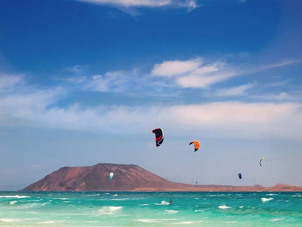 Kitesurfers in Fuerteventura island