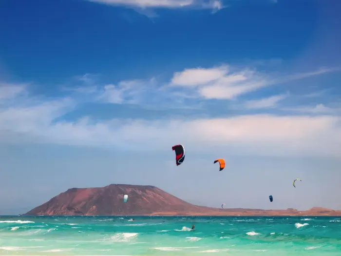 Framed Print : Kitesurfers in Fuerteventura island Framed Print : Kitesurfers in Fuerteventura island