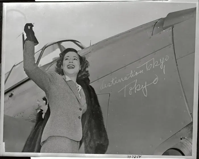 Framed Print : Kitty Carlisle Chalking on Plane Framed Print : Kitty Carlisle Chalking on Plane