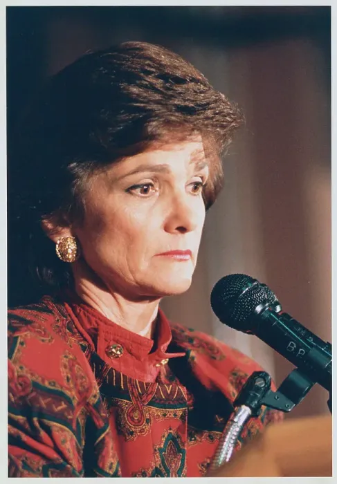 Framed Print : Kitty Dukakis at Microphones During Press Conference Framed Print : Kitty Dukakis at Microphones During Press Conference