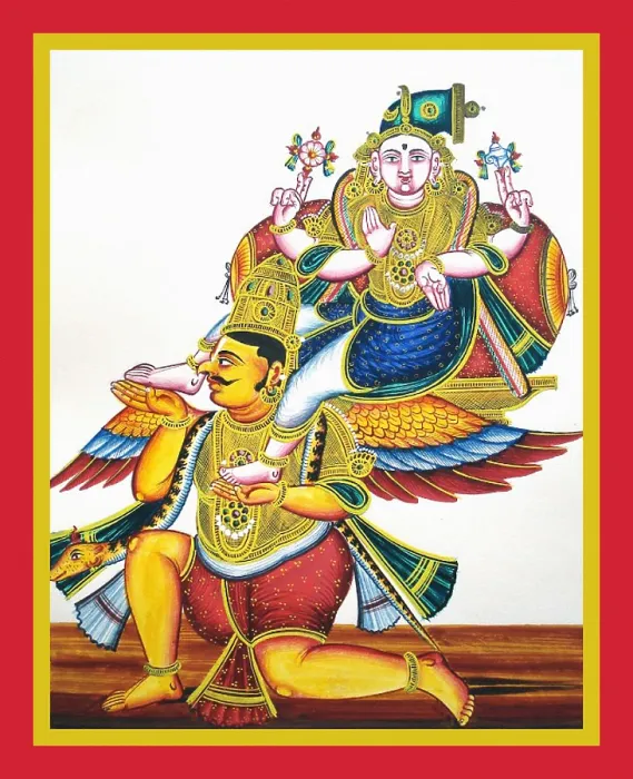 Framed Print : Kneeling Garuda carrying a Deity Framed Print : Kneeling Garuda carrying a Deity