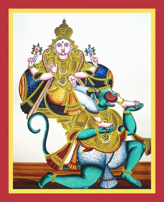 Framed Print : Kneeling Hanuman Framed Print : Kneeling Hanuman