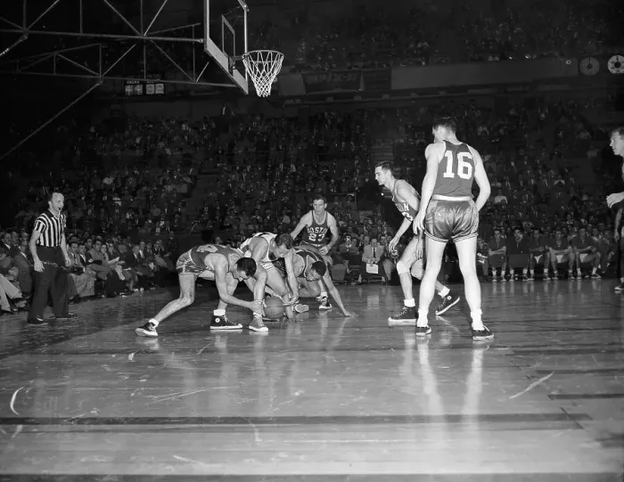 Framed Print : Knicks and Celtics Fighting for Ball Framed Print : Knicks and Celtics Fighting for Ball