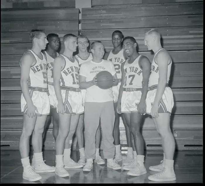 Framed Print : Knicks Teammates Posing in Formation Framed Print : Knicks Teammates Posing in Formation
