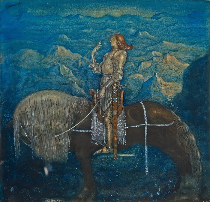 Framed Print : A knight Among Gnomes and Trolls, 1915