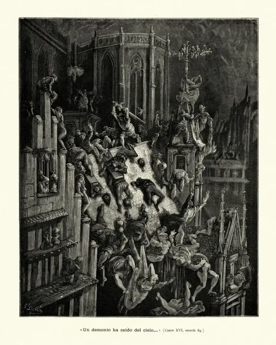 Framed Print : Knight slaughtering inhabitants of a medieval city. Orlando Furioso