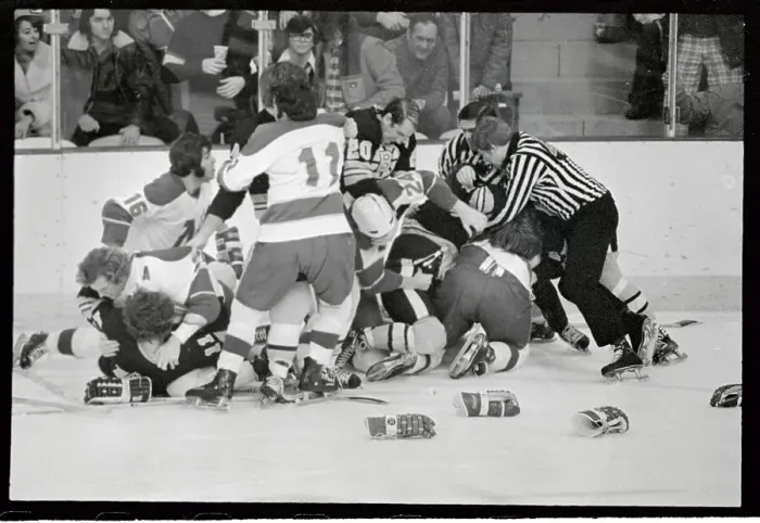 Framed Print : Knockdown Fight in Hockey Rink Framed Print : Knockdown Fight in Hockey Rink