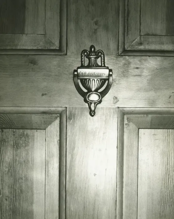 Framed Print : Knocker on front doors, (B&W), close-up Framed Print : Knocker on front doors, (B&W), close-up