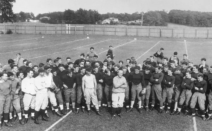 Framed Print : Knute Rockne Addressing Football Candidates