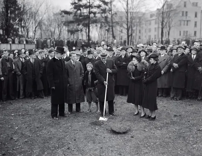 Framed Print : Knute Rockne Family and Friends at Ground Breaking Ceremony Framed Print : Knute Rockne Family and Friends at Ground Breaking Ceremony