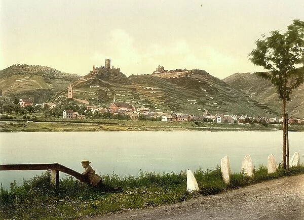 Kobern im Moseltal, Rhineland-Palatinate, Germany, Historic, digitally restored reproduction of a photochromic print from the 1890s