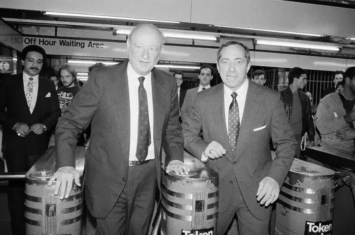Framed Print : Koch And Cuomo Pass Through Turnstiles Framed Print : Koch And Cuomo Pass Through Turnstiles