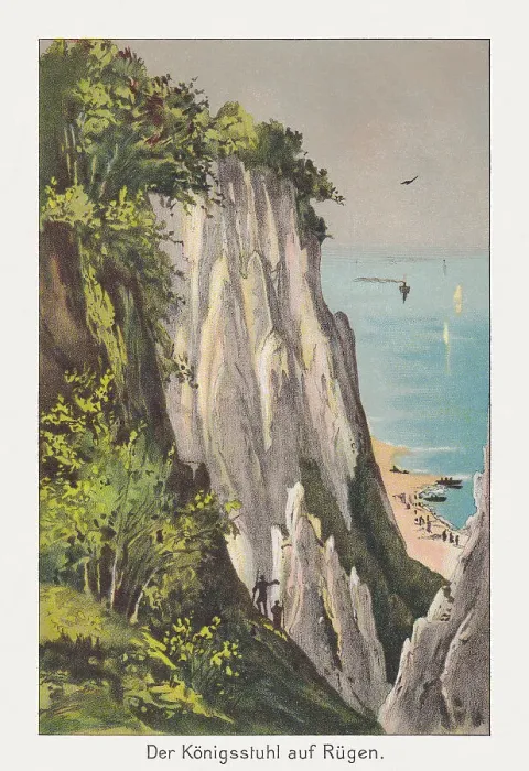 Framed Print : Konigsstuhl (King's Chair), , Rugen, Germany, chromolithograph, published in 1889 Framed Print : Konigsstuhl (King's Chair), , Rugen, Germany, chromolithograph, published in 1889