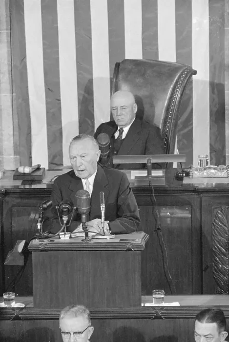 Framed Print : Konrad Adenauer Addressing House of Representatives