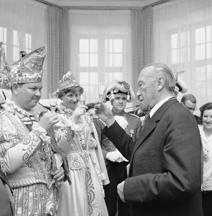 Framed Print : Konrad Adenauer and Colleague Drinking Beer