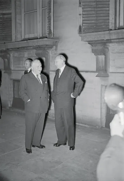 Framed Print : Konrad Adenauer and Joseph Bech Discussing Treaty Framed Print : Konrad Adenauer and Joseph Bech Discussing Treaty