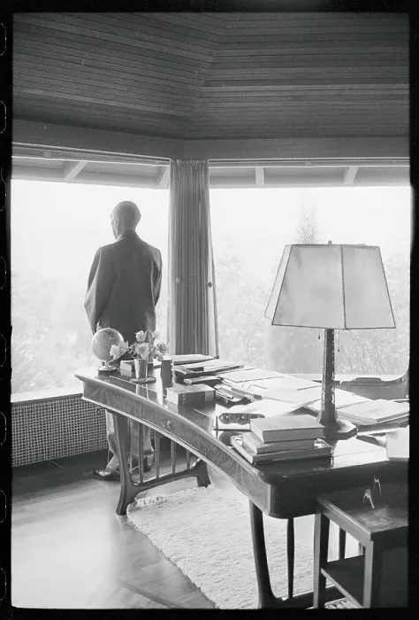 Framed Print : Konrad Adenauer Looking Out a Window Framed Print : Konrad Adenauer Looking Out a Window