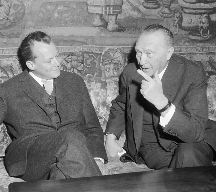 Framed Print : Konrad Adenauer Speaking with Willy Brandt