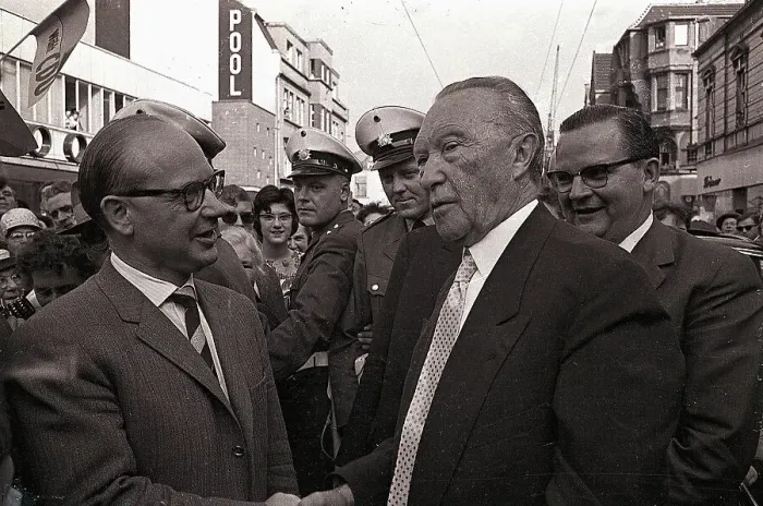 Framed Print : Konrad Adenauer in Street Campaigning Framed Print : Konrad Adenauer in Street Campaigning