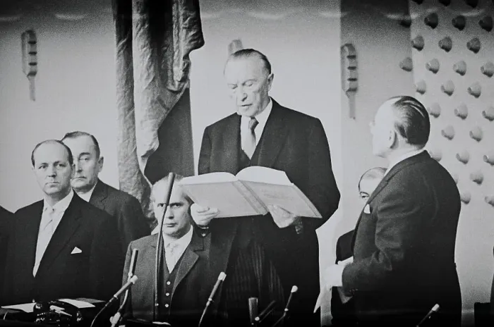 Framed Print : Konrad Adenauer Being Sworn into Office Framed Print : Konrad Adenauer Being Sworn into Office