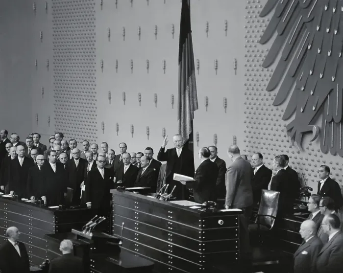 Framed Print : Konrad Adenauer Taking Oath of Office Framed Print : Konrad Adenauer Taking Oath of Office