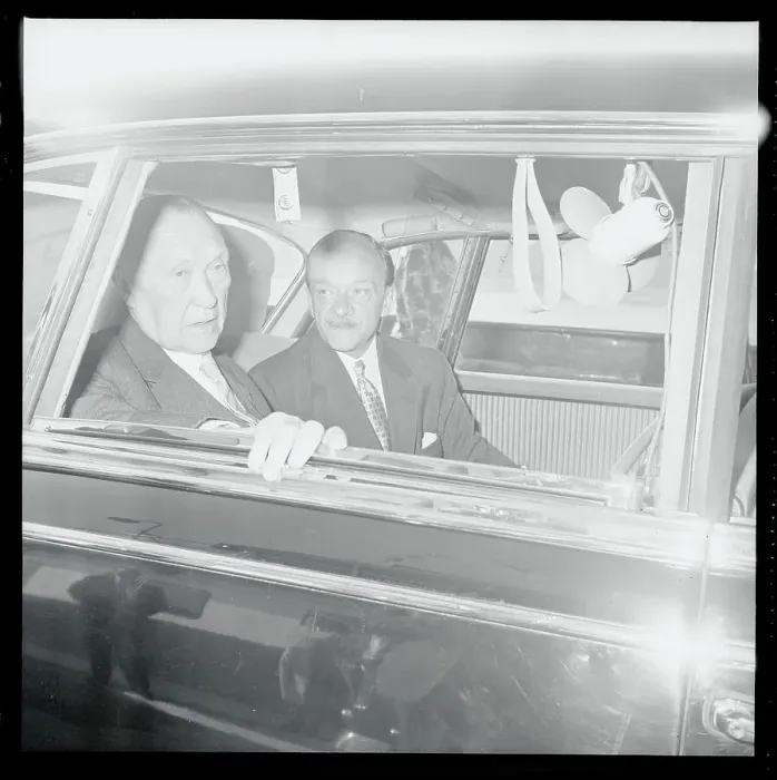 Framed Print : Konrad Adenauer Waiting in Car with Felix von Eckardt Framed Print : Konrad Adenauer Waiting in Car with Felix von Eckardt