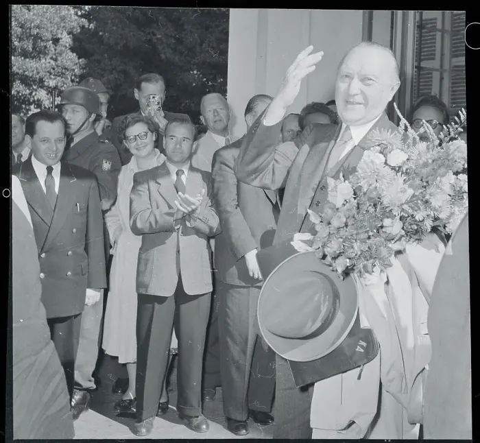 Framed Print : Konrad Adenauer Waving Framed Print : Konrad Adenauer Waving