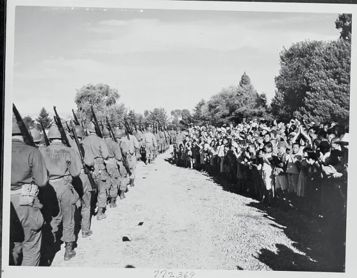 Framed Print : Koreans Watching Parade of US Soldiers