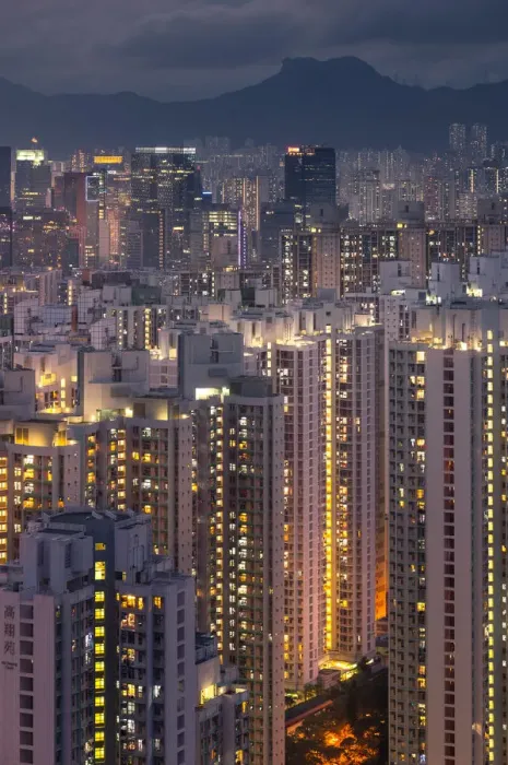 Framed Print : Kowloon residential area with Lionrock background Framed Print : Kowloon residential area with Lionrock background