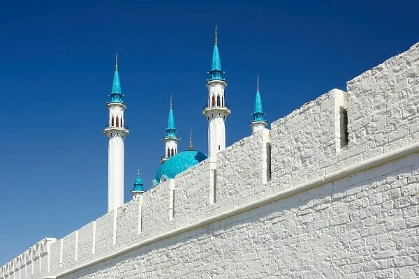 Kremlin wall and Qol Shari mosque in Kazan Kremlin