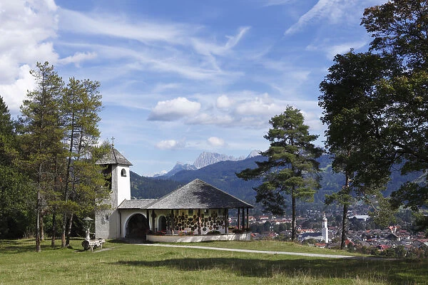 Kriegergedaechtniskapelle memorial chapel located above Garmisch-Partenkirchen, Werdenfelser Land region, Upper Bavaria, Bavaria, Germany, Europe