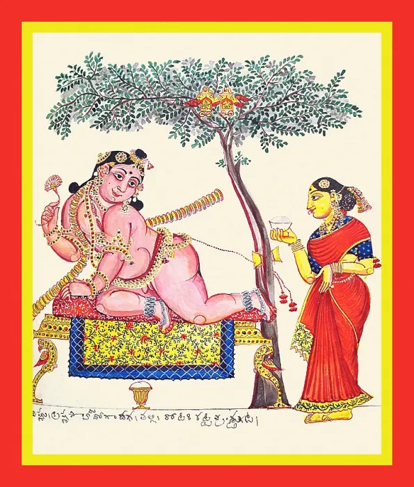 Framed Print : Krishna (Balakṛsṇa) crawls in a cot Framed Print : Krishna (Balakṛsṇa) crawls in a cot