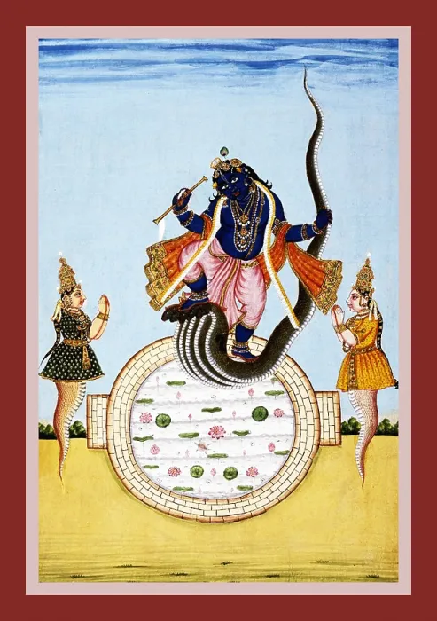 Framed Print : Krishna standing on the hood of the serpent Kaliya Framed Print : Krishna standing on the hood of the serpent Kaliya